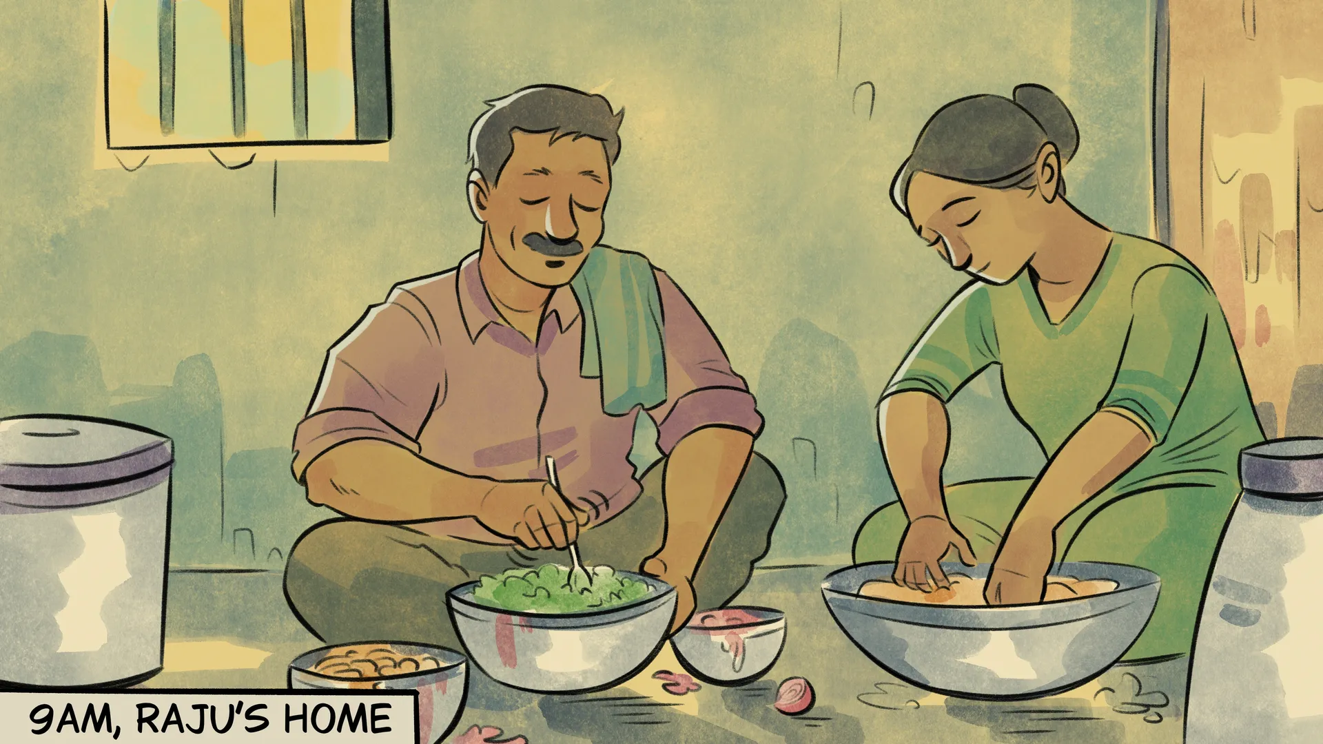 Raju preparing litti-chokha