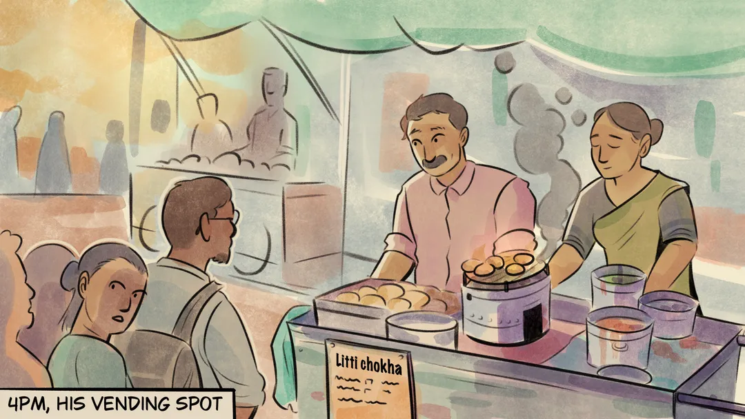 Evening rush at Raju stall