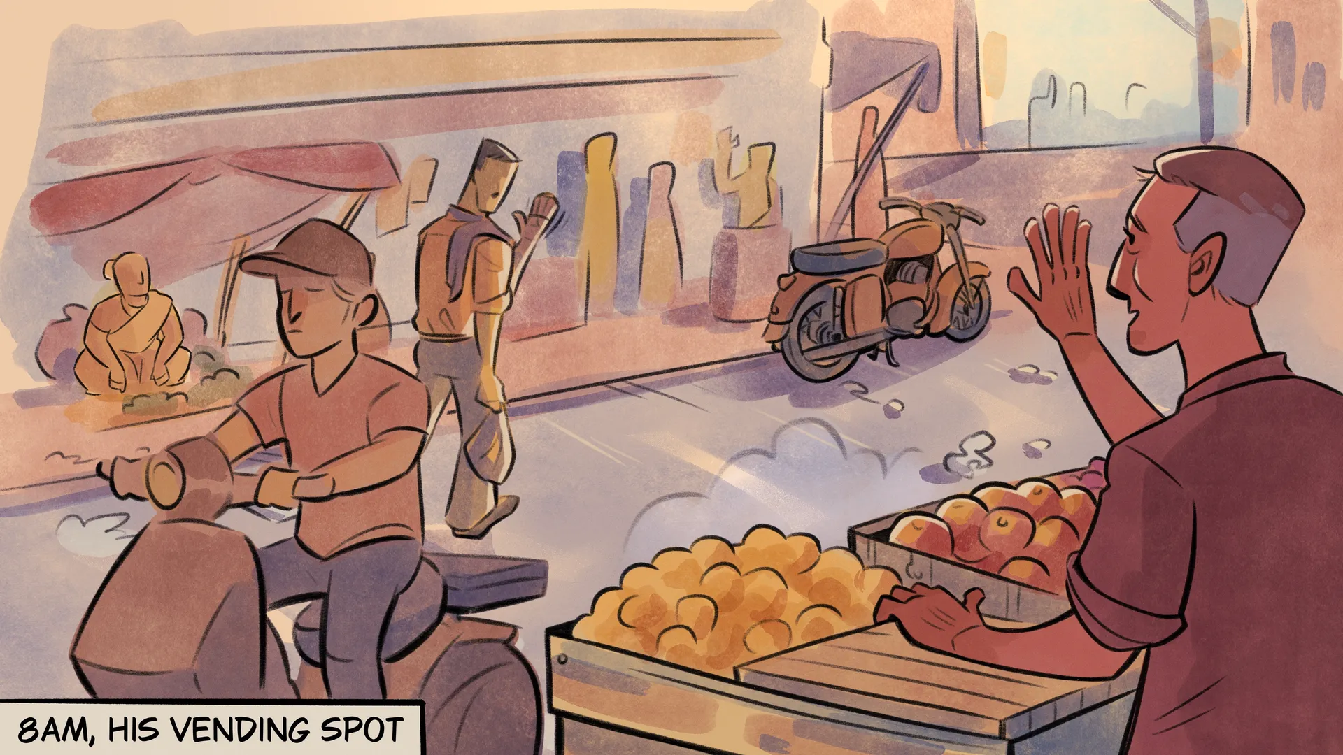 Suresh arranging fruit